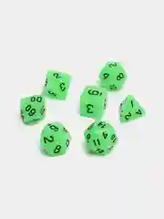 Зеленый дайсы-кубики для Dungeons and Dragons (ДнД), светящиеся в темноте, 7 штук