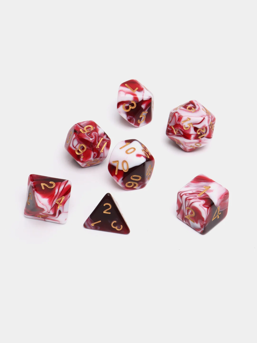 Красный кубики-дайсы игральные для Dungeons and Dragons (ДнД), набор из 7 штук