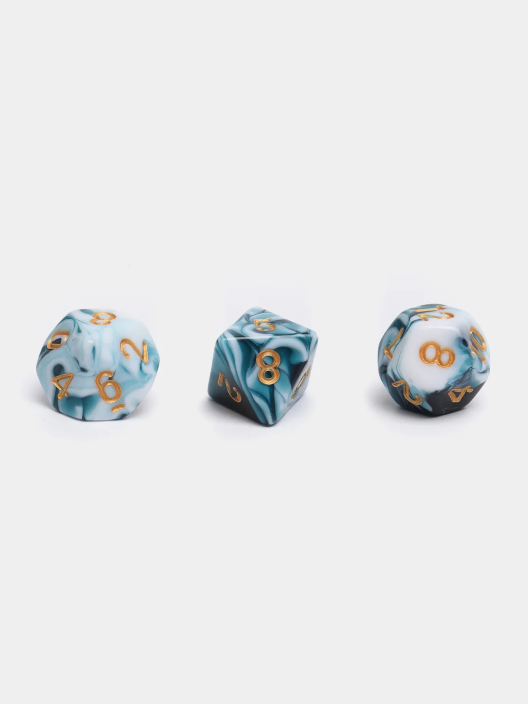 Голубой кубики-дайсы игральные для Dungeons and Dragons (ДнД), набор из 7 штук