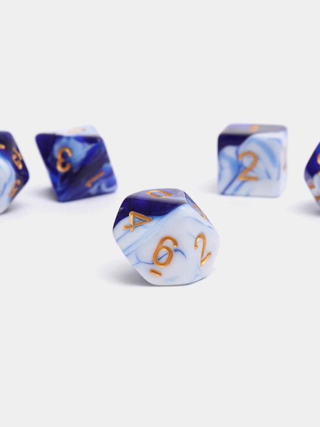 Синий кубики-дайсы игральные для Dungeons and Dragons (ДнД), набор из 7 штук