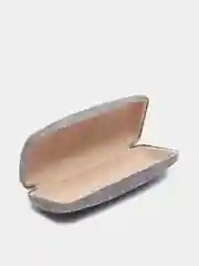 Серый футляр для очков хлопушка с салфеткой