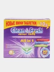 Таблетки для посудомоечных машин Clean & Fresh All in 1, 30 шт