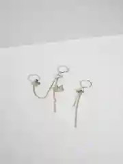 Серебряный набор из трех колец с цепочкой и бабочками, безразмерные, 17 мм