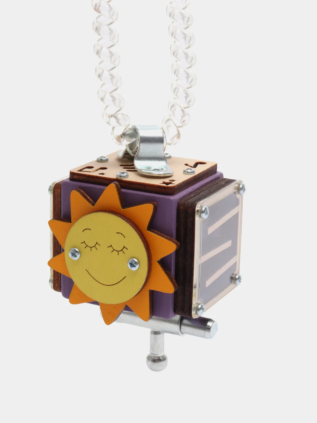 Фиолетовый бизикубик Мини NOVA Toys/ Развивающие игрушки/ Деревянные для малышей / Дорожный Бизиборд