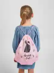 Розовый мешок для обуви "Cat", 1 отделение