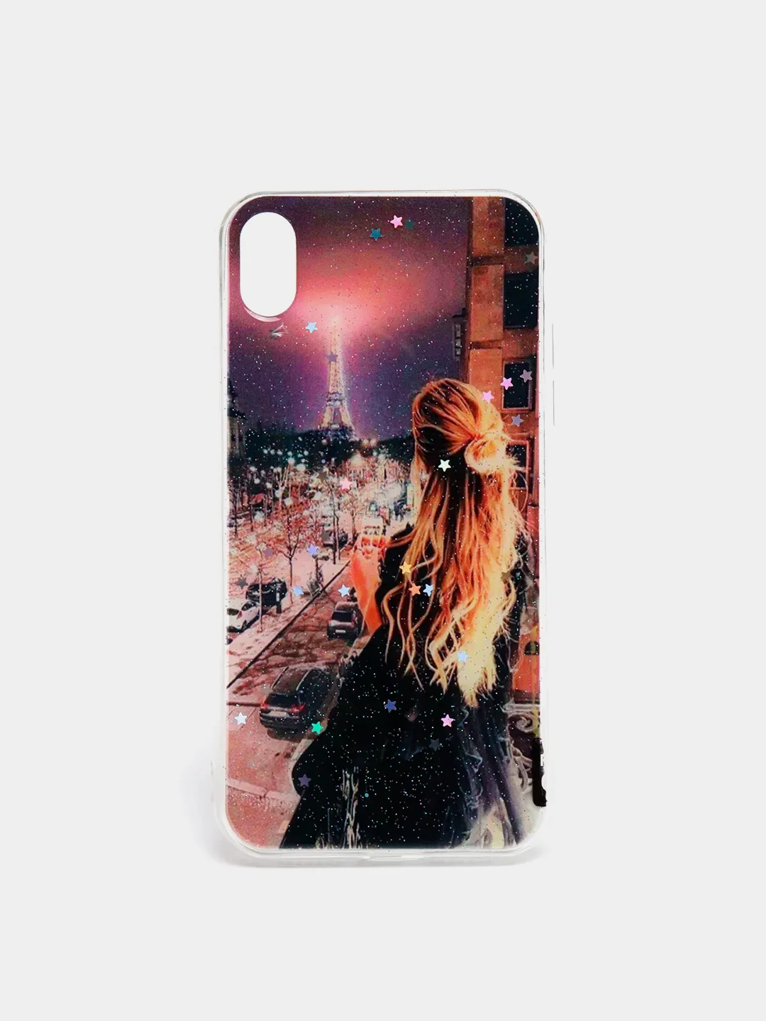 Индиго чехол iPhone XR силиконовый, с рисунком и блестками