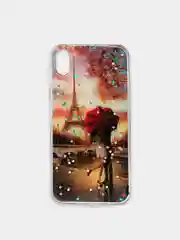 Оливковый чехол iPhone XR силиконовый, с рисунком и блестками