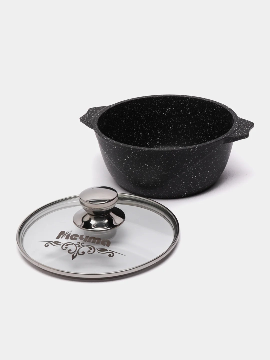 Кастрюля 2л, Мечта, литая, толстостенная, с крышкой, покрытие Granit black, 2 л