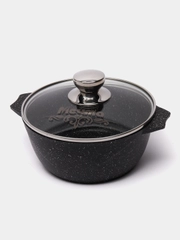 Кастрюля 2л, Мечта, литая, толстостенная, с крышкой, покрытие Granit black, 2 л