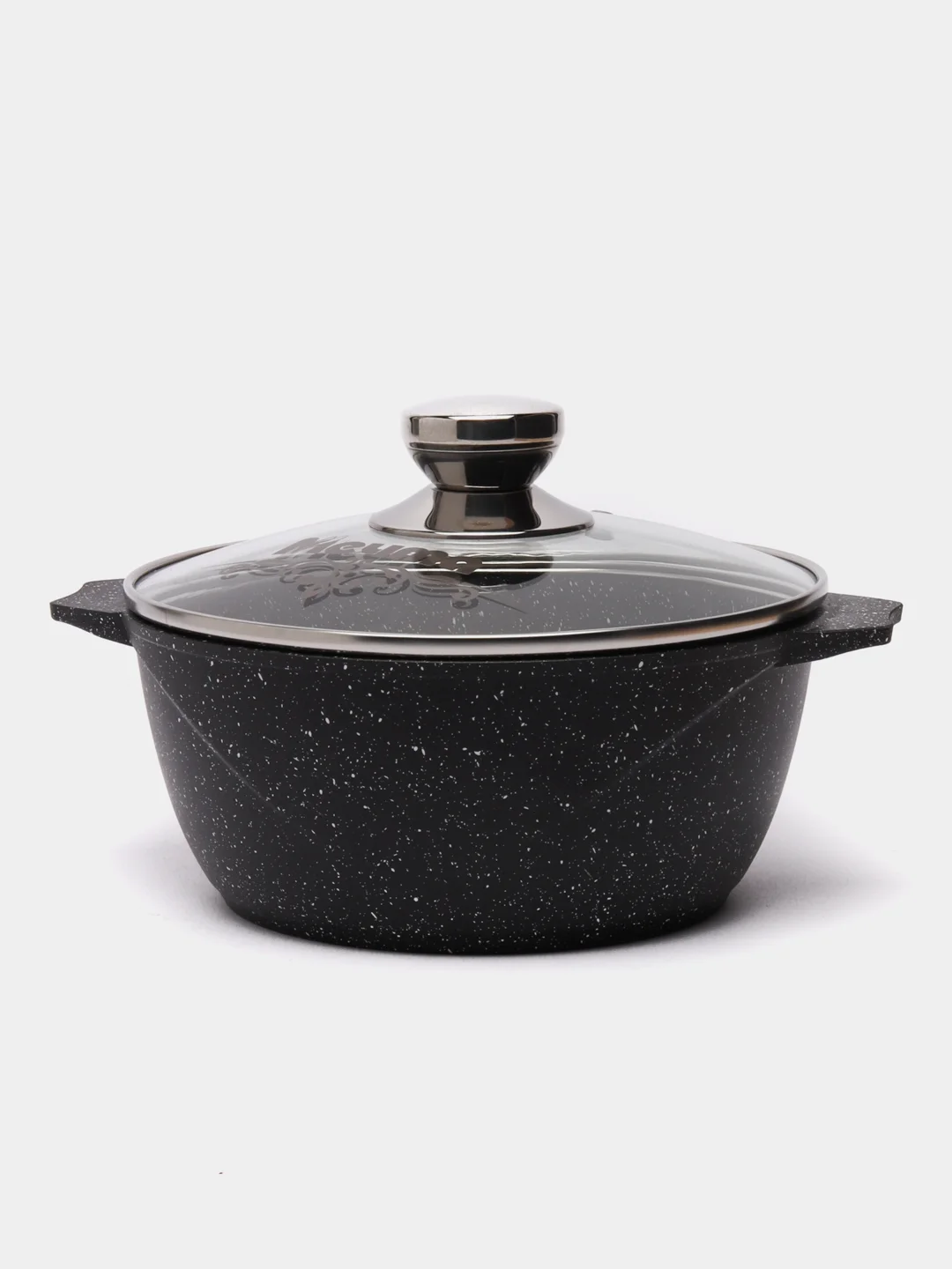 Кастрюля 2л, Мечта, литая, толстостенная, с крышкой, покрытие Granit black, 2 л