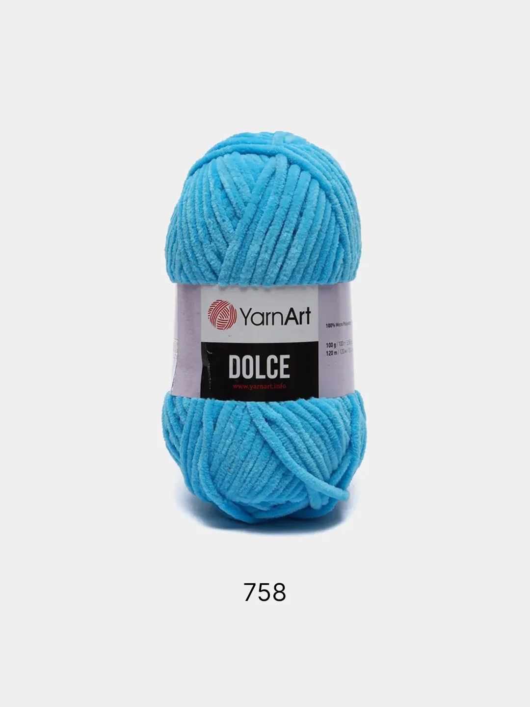 Лазурный пряжа Плюшевая YarnArt Dolce 100% Микрополиэстер 100г 120м (Велюровая ЯрнАрт Долче)