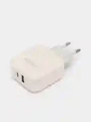 Белый сетевое зарядное устройство Borofone BA46A и кабель Type-C на Lightning