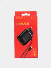 Черный сетевое зарядное устройство BOROFONE BA50A, ккабель Type-C, 2 USB, 2.1 A
