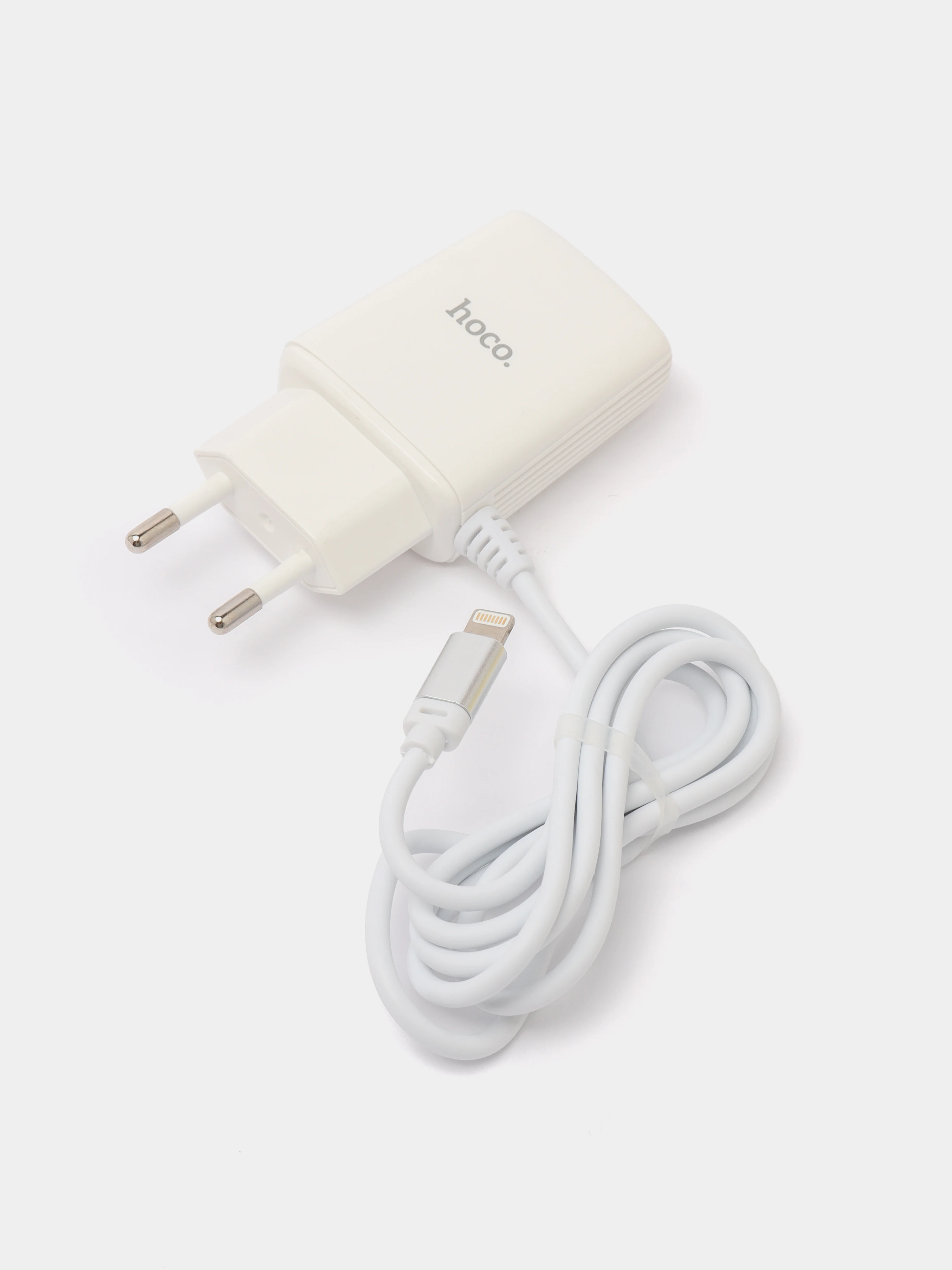 Белый сетевое зарядное устройство HOCO C82A + кабель Type-C/Lightning, 2 USB, 1 м, 2.4A
