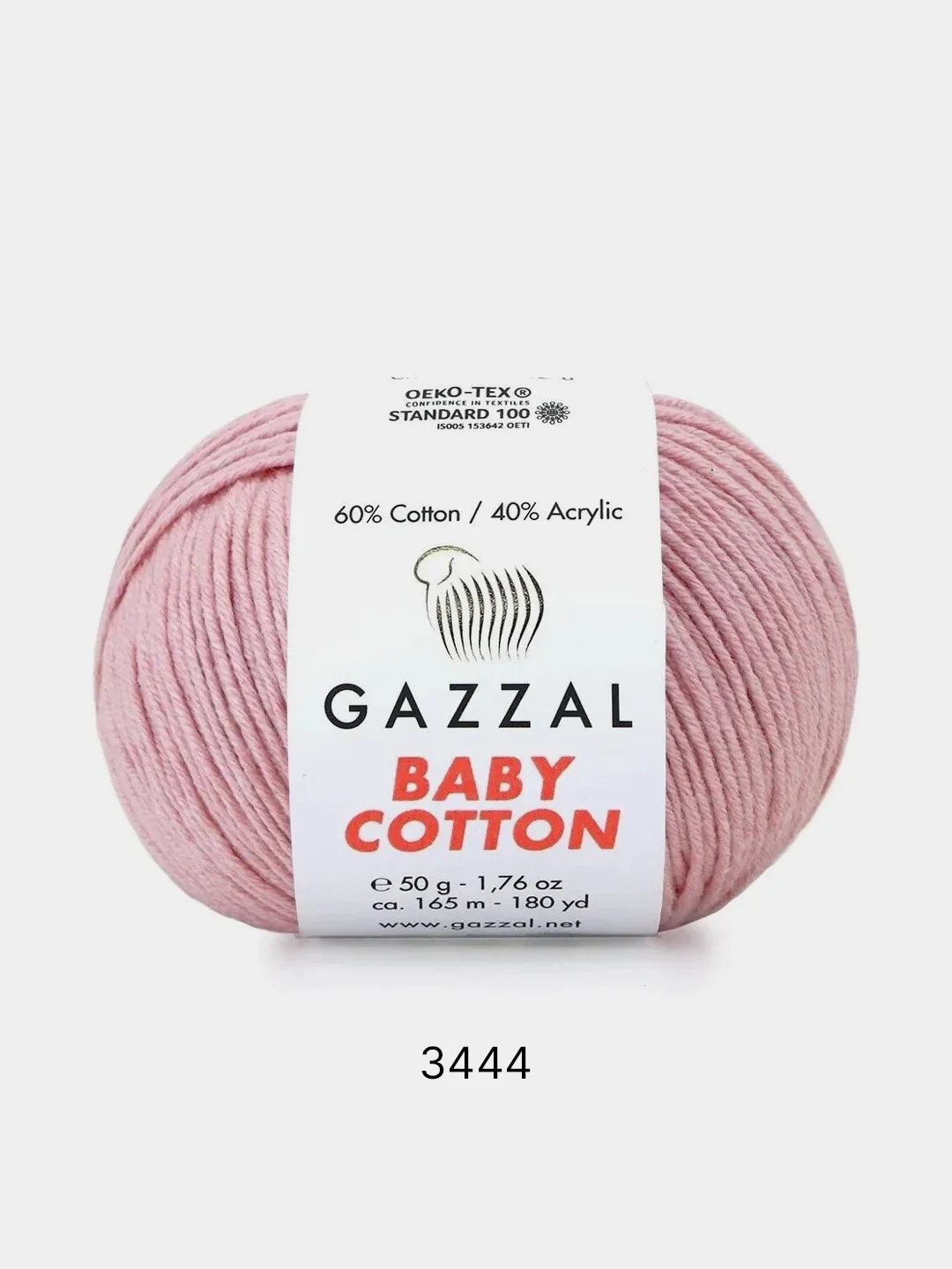 Розовый пряжа Gazzal Baby Cotton 40% акрил 60% хлопок 50 г 165 м