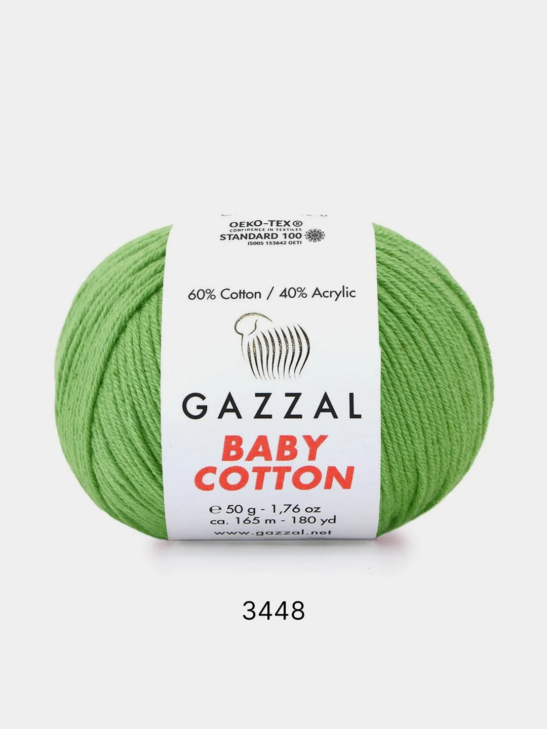 Лесной зеленый пряжа Gazzal Baby Cotton 40% акрил 60% хлопок 50 г 165 м