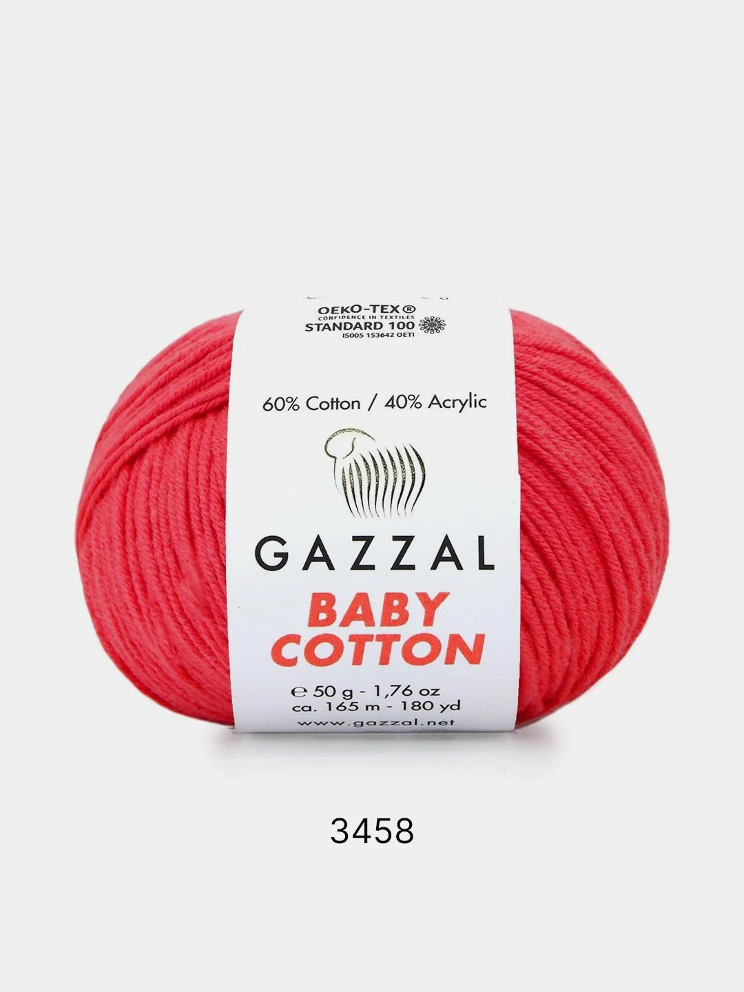 Кораллово-розовый пряжа Gazzal Baby Cotton 40% акрил 60% хлопок 50 г 165 м