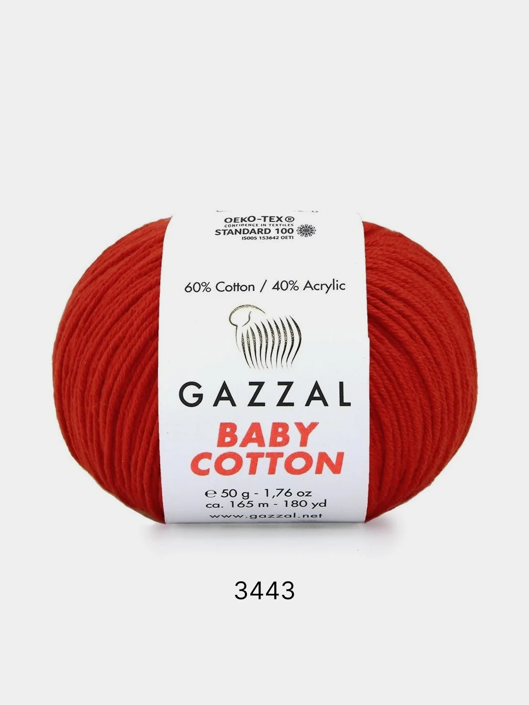 Алый пряжа Gazzal Baby Cotton 40% акрил 60% хлопок 50 г 165 м