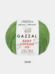 Зелёный хаки пряжа Gazzal Baby Cotton 40% акрил 60% хлопок 50 г 165 м
