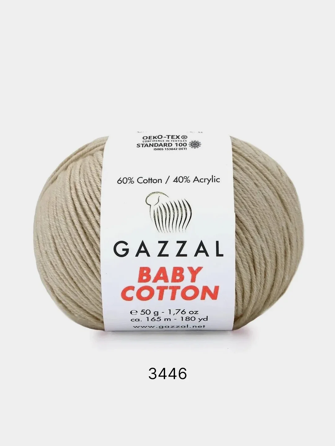 Кремовый пряжа Gazzal Baby Cotton 40% акрил 60% хлопок 50 г 165 м