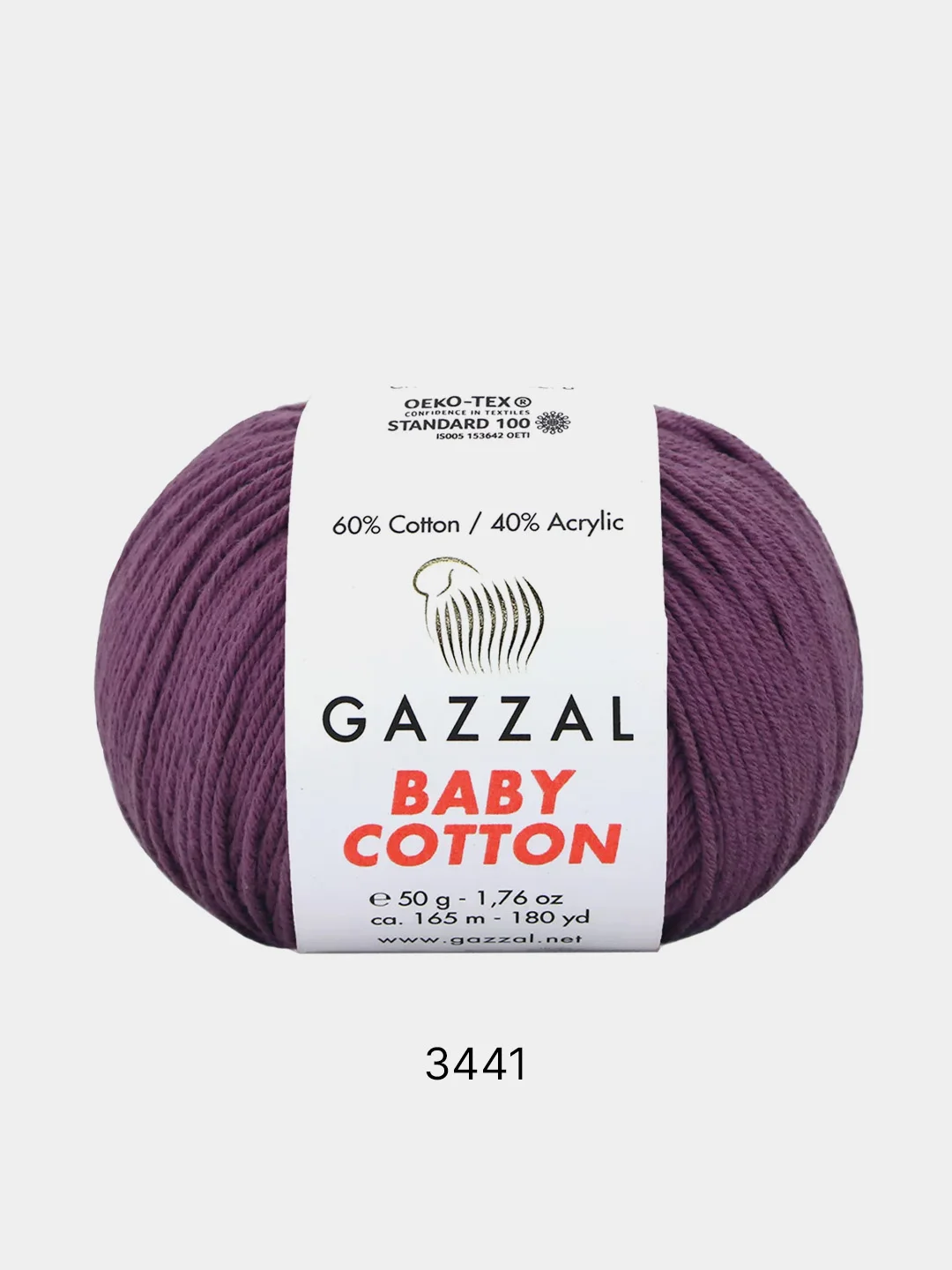 Марсала пряжа Gazzal Baby Cotton 40% акрил 60% хлопок 50 г 165 м