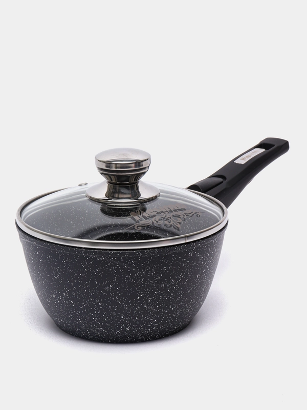 Кастрюля Мечта, ковш тяжелый 1,7л, усиленное покрытие Granit blac, съемная ручка,