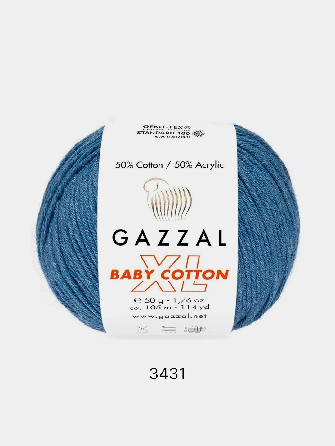 Синий меланж пряжа Gazzal Baby Cotton 40% акрил 60% хлопок 50 г 165 м