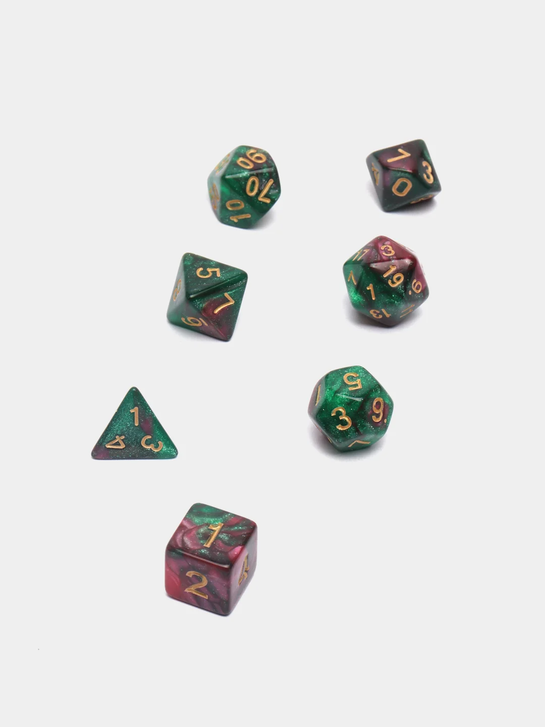 Бордовый дайсы-кубики "Галактика" для Dungeons and Dragons (ДнД), 7 штук