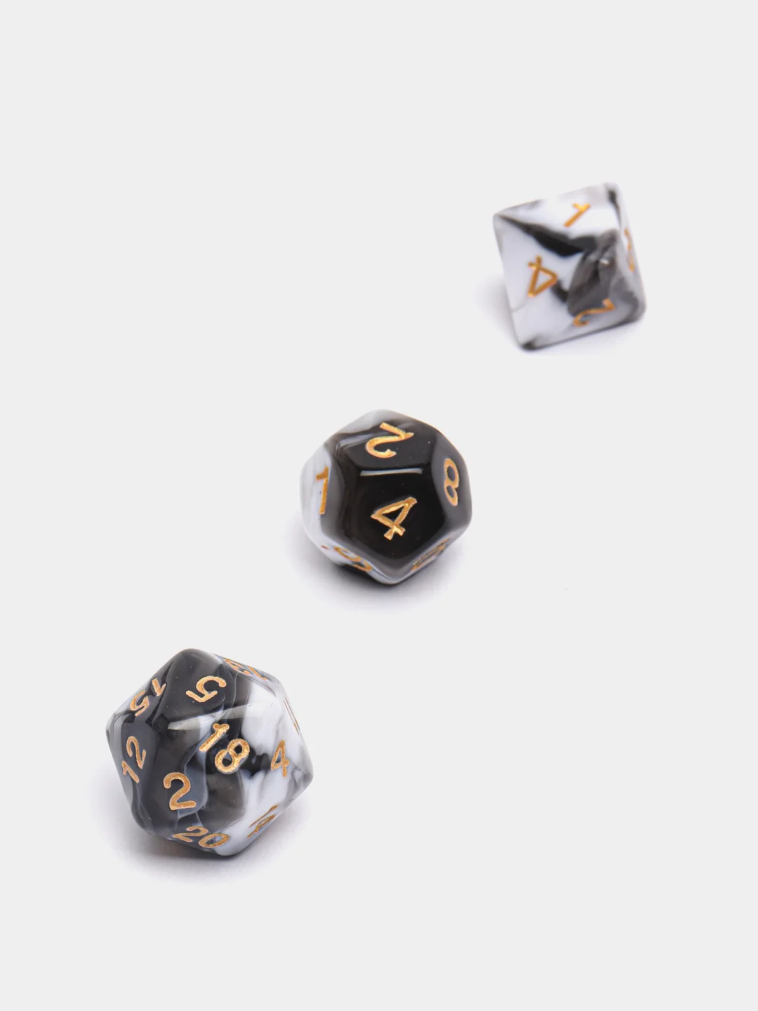 Черный кубики-дайсы игральные для Dungeons and Dragons (ДнД), набор из 7 штук