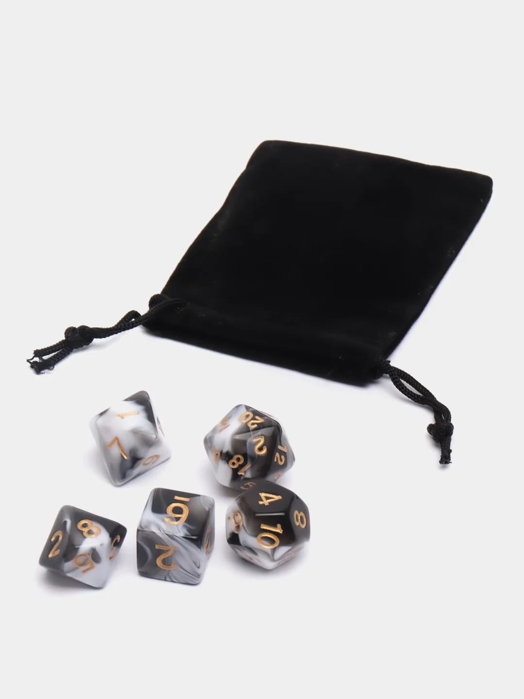 Черный кубики-дайсы игральные для Dungeons and Dragons (ДнД), набор из 7 штук
