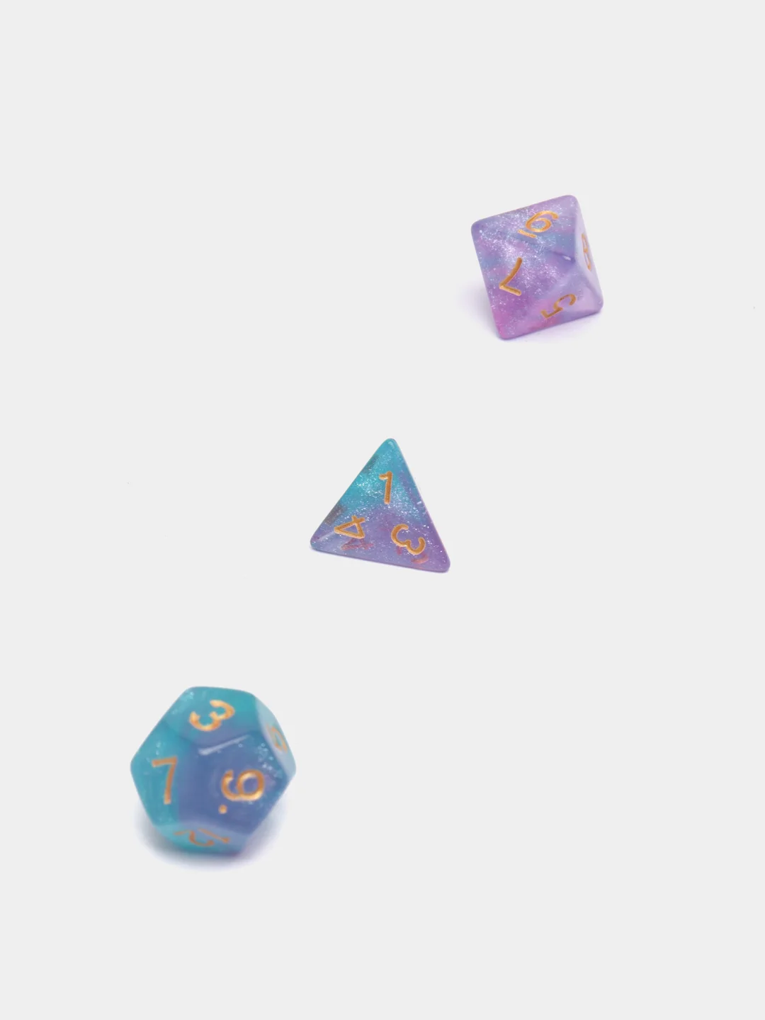 Бирюзовый дайсы-кубики "Галактика" для Dungeons and Dragons (ДнД), 7 штук