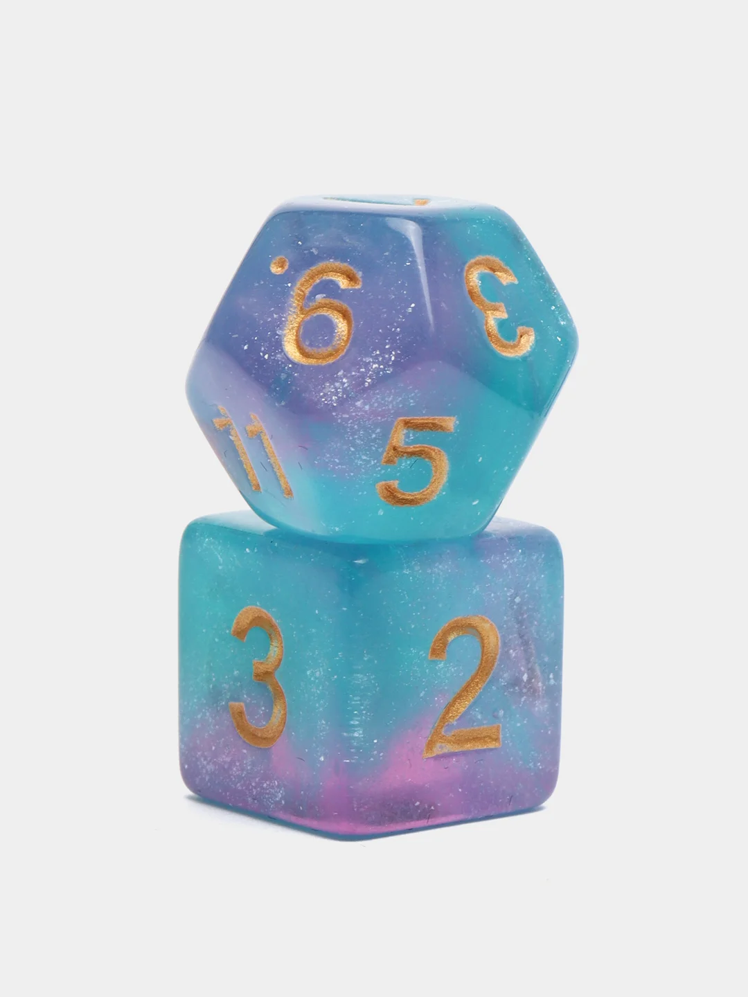 Бирюзовый дайсы-кубики "Галактика" для Dungeons and Dragons (ДнД), 7 штук