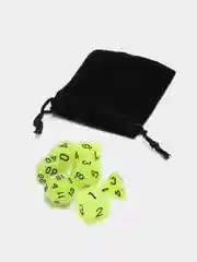 Салатовый дайсы-кубики для Dungeons and Dragons (ДнД), светящиеся в темноте, 7 штук