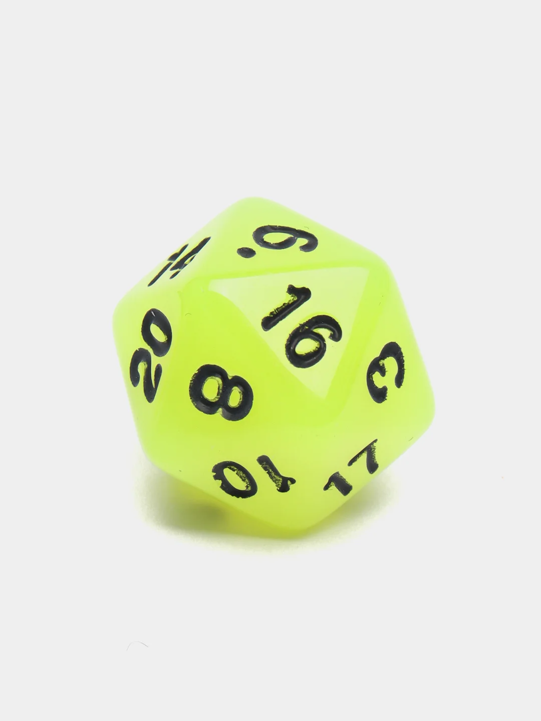 Салатовый дайсы-кубики для Dungeons and Dragons (ДнД), светящиеся в темноте, 7 штук
