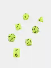 Салатовый дайсы-кубики для Dungeons and Dragons (ДнД), светящиеся в темноте, 7 штук