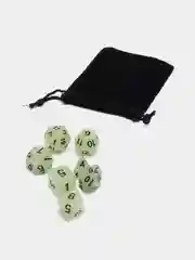 Белый дайсы-кубики для Dungeons and Dragons (ДнД), светящиеся в темноте, 7 штук
