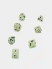 Белый дайсы-кубики для Dungeons and Dragons (ДнД), светящиеся в темноте, 7 штук
