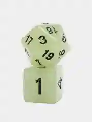 Белый дайсы-кубики для Dungeons and Dragons (ДнД), светящиеся в темноте, 7 штук