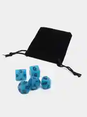 Синий дайсы-кубики для Dungeons and Dragons (ДнД), светящиеся в темноте, 7 штук