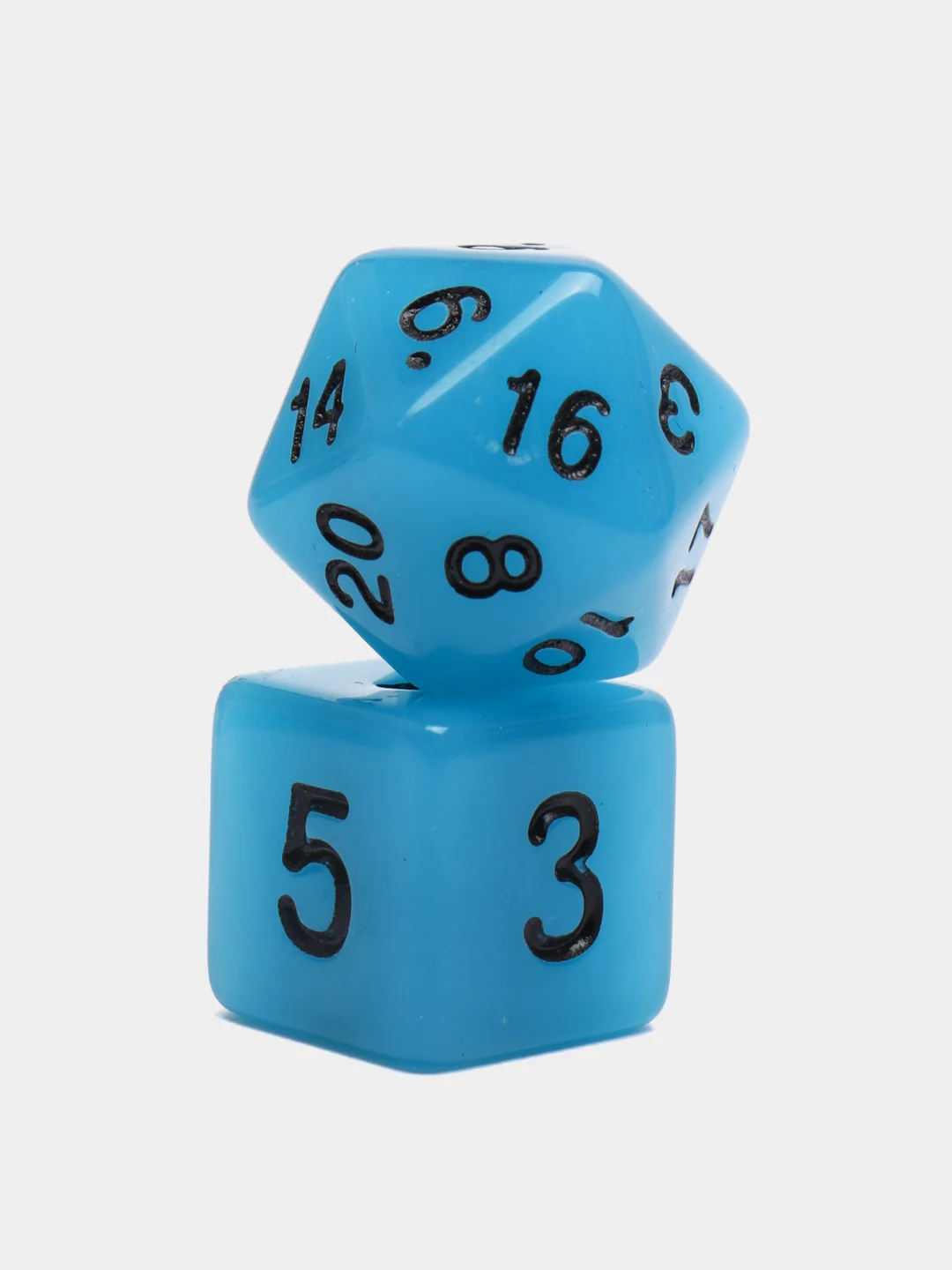 Синий дайсы-кубики для Dungeons and Dragons (ДнД), светящиеся в темноте, 7 штук