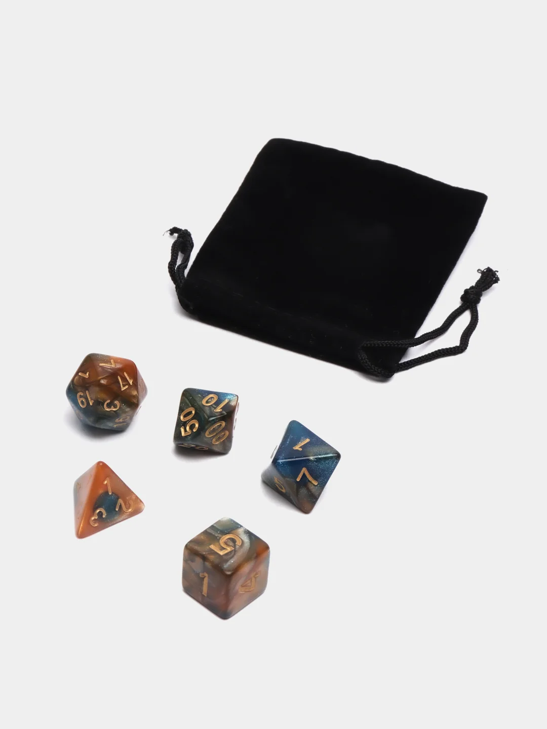 Синий дайсы-кубики "Галактика" для Dungeons and Dragons (ДнД), 7 штук