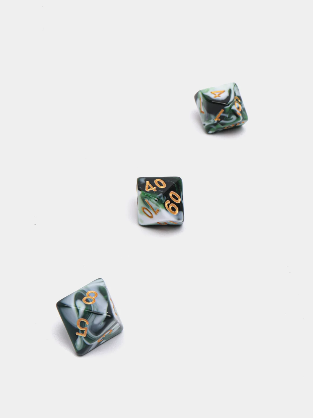 Зеленый кубики-дайсы игральные для Dungeons and Dragons (ДнД), набор из 7 штук