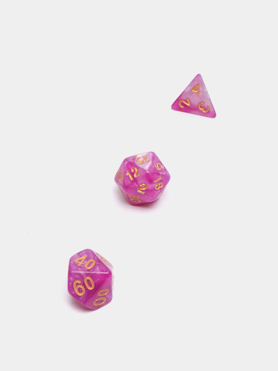 Розовый дайсы-кубики "Галактика" для Dungeons and Dragons (ДнД), 7 штук