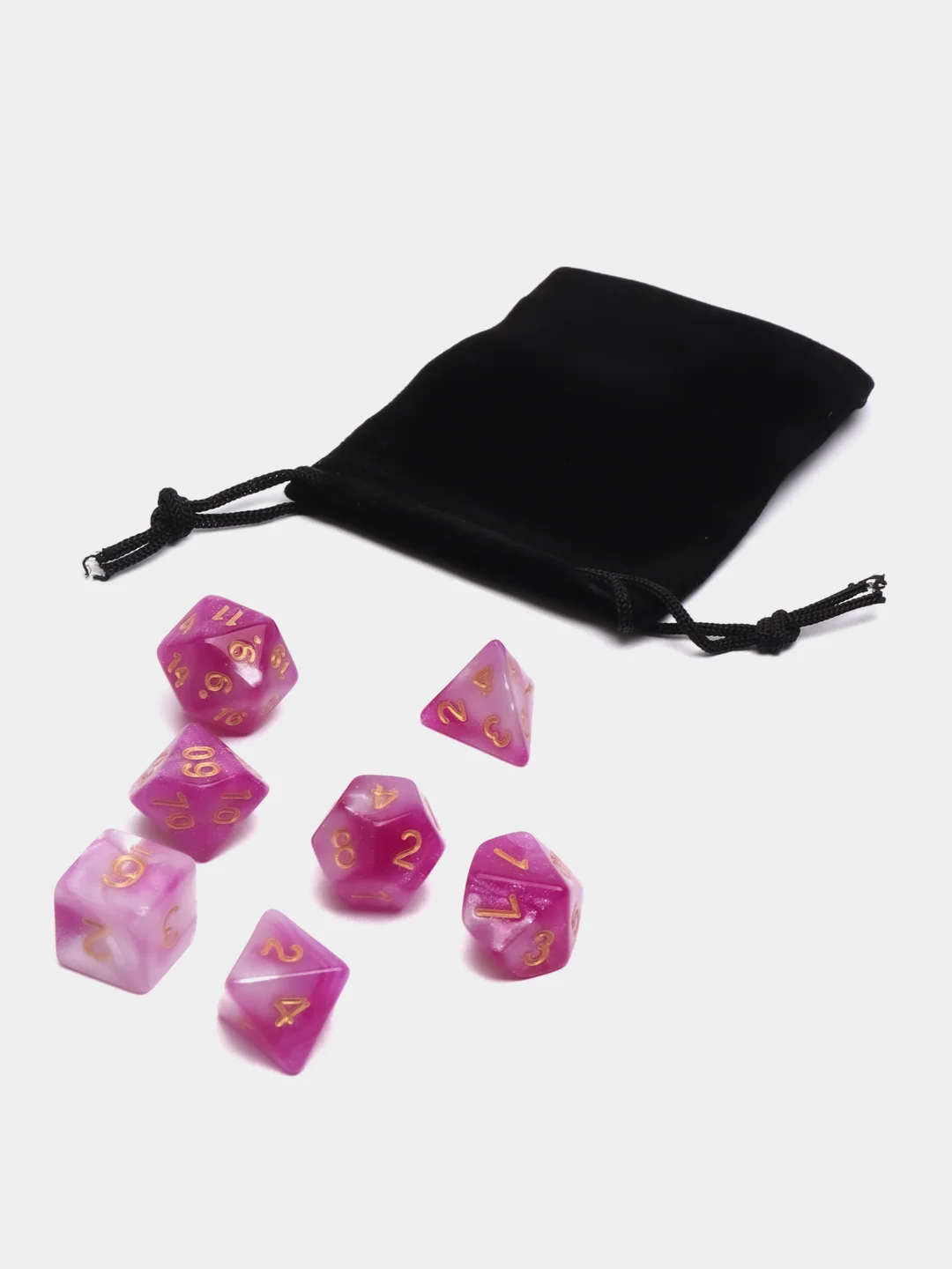 Розовый дайсы-кубики "Галактика" для Dungeons and Dragons (ДнД), 7 штук