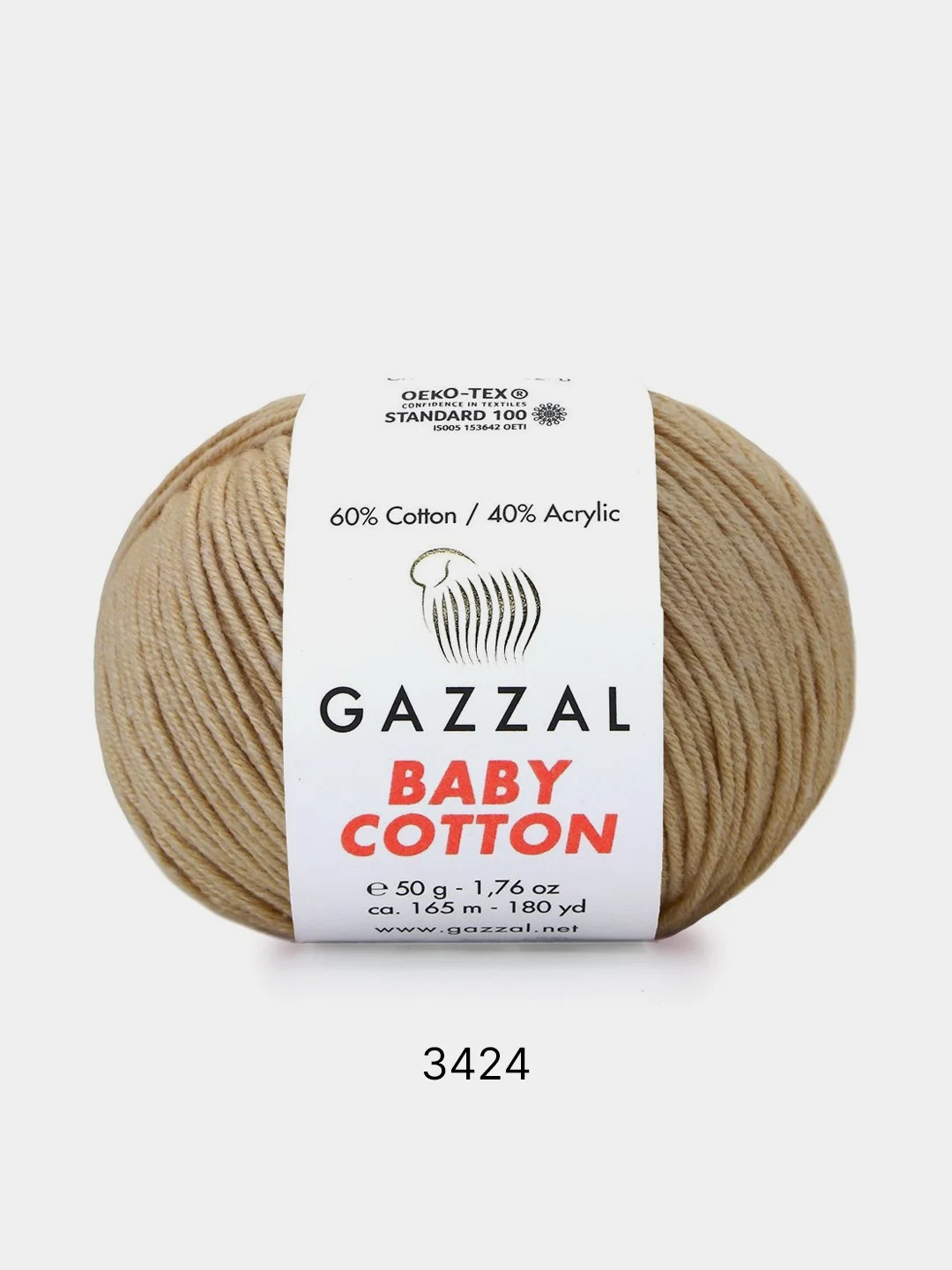 Бежевый пряжа Gazzal Baby Cotton 40% акрил 60% хлопок 50 г 165 м