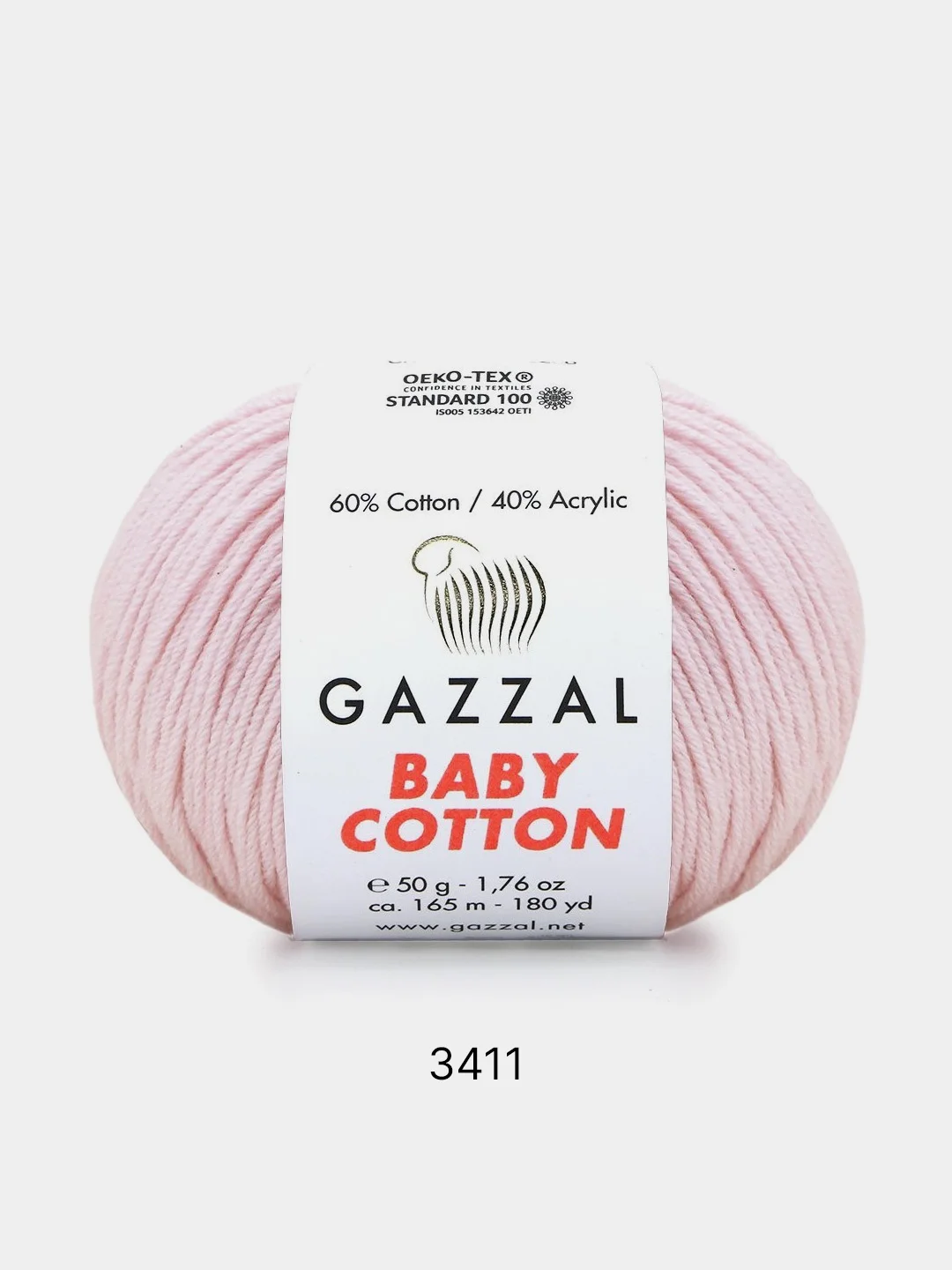 Конфетный пряжа Gazzal Baby Cotton 40% акрил 60% хлопок 50 г 165 м