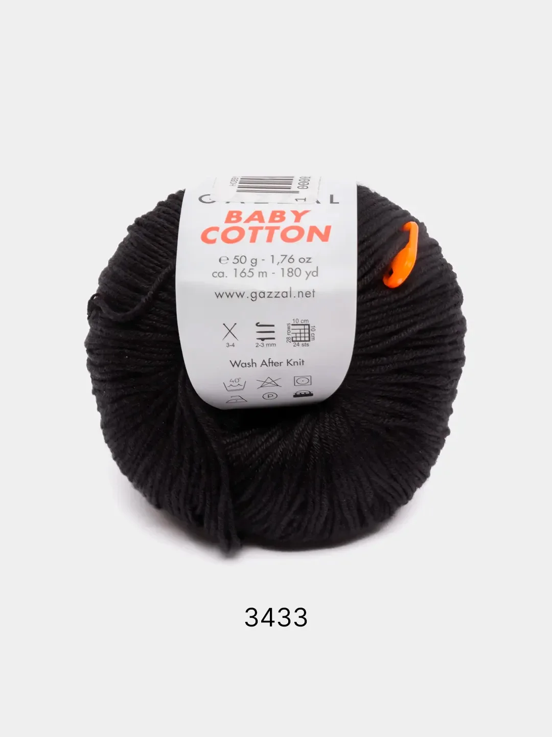 Черный пряжа Gazzal Baby Cotton 40% акрил 60% хлопок 50 г 165 м