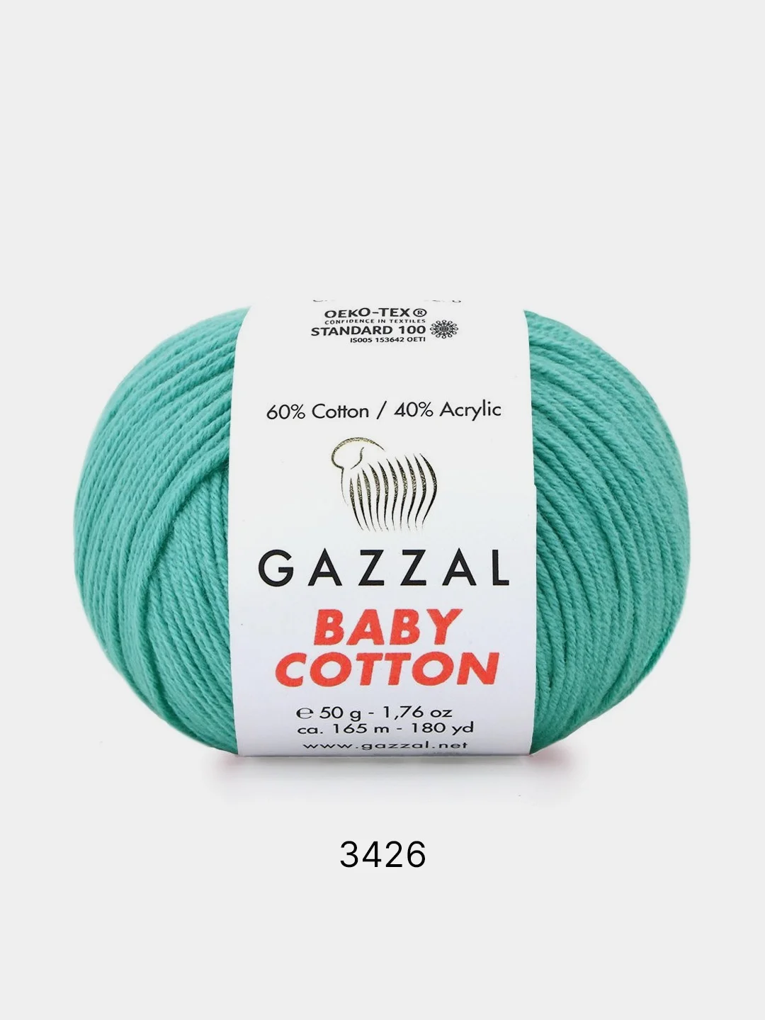 Бирюзовый пряжа Gazzal Baby Cotton 40% акрил 60% хлопок 50 г 165 м