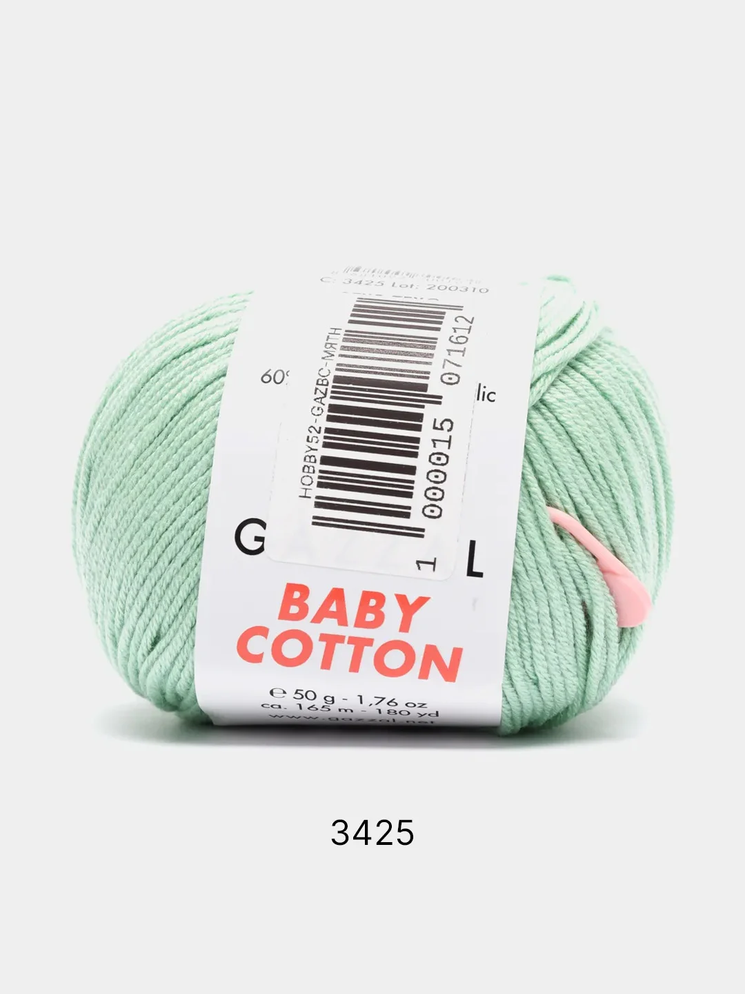 Мятный пряжа Gazzal Baby Cotton 40% акрил 60% хлопок 50 г 165 м