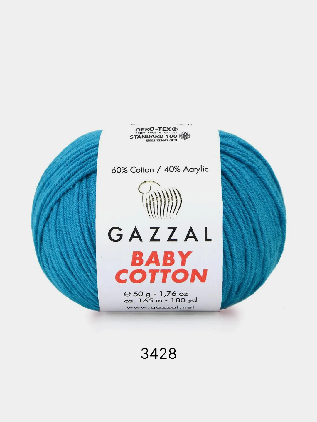 Лазурный пряжа Gazzal Baby Cotton 40% акрил 60% хлопок 50 г 165 м